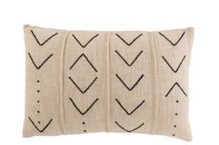 J-Line Cushion Arrow Rectangle Cotton Beige