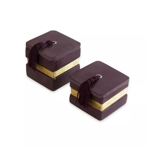 Scented candles square Halawa Brown with Gold 2-piece