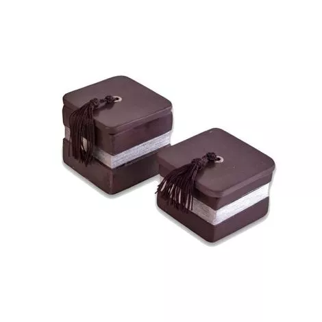 Scented candles square Halawa Brown with Silver 2-piece