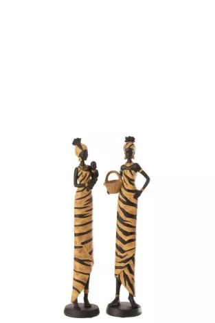 J-Line African Woman Zebra Poly Black Brown Medium (2-piece)