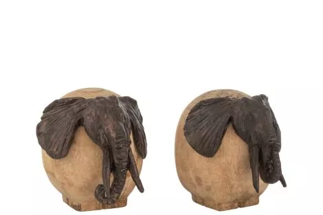 J-Line Elephant Wood Metal Natural Bronze (2-piece)