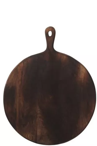 J-Line Cutting Board Round Wood Dark Brown Large