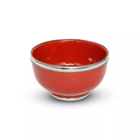Bowl Red with Metal Ring Ø 13 x 8cm