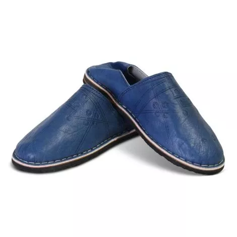Moroccan Babouches Men Leather Blue