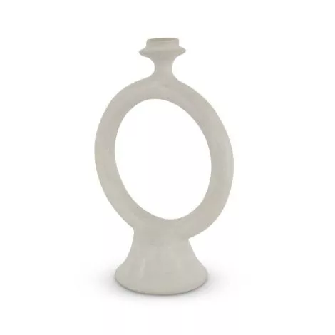 Moroccan Tadelakt Ring Candlestick Round Ivory White