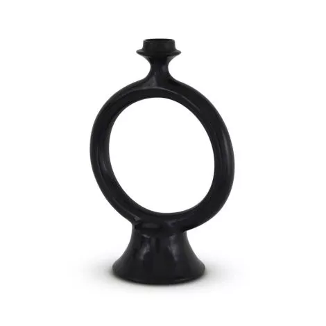Moroccan Tadelakt Ring Candlestick Round Black