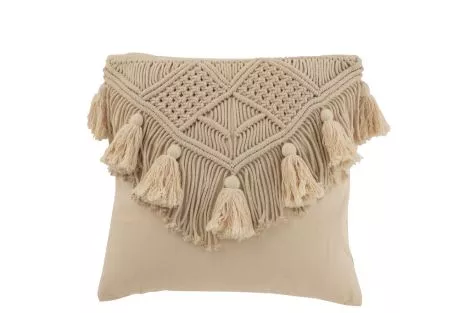 J-Line Cushion Cosy Cotton Beige Small