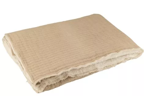 Plaid Teddy Lines Stitiching Cotton/Polyester Beige