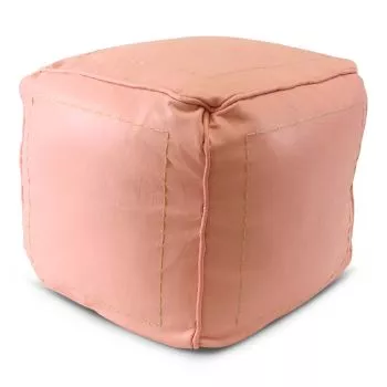 Moroccan Pouf Leather Blush Square