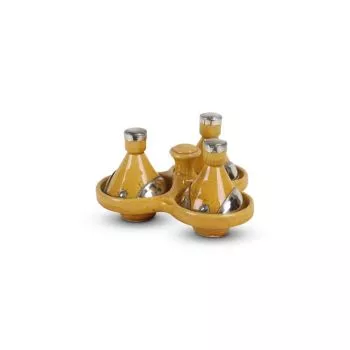 Tajine mini Yellow with Metal 3-piece